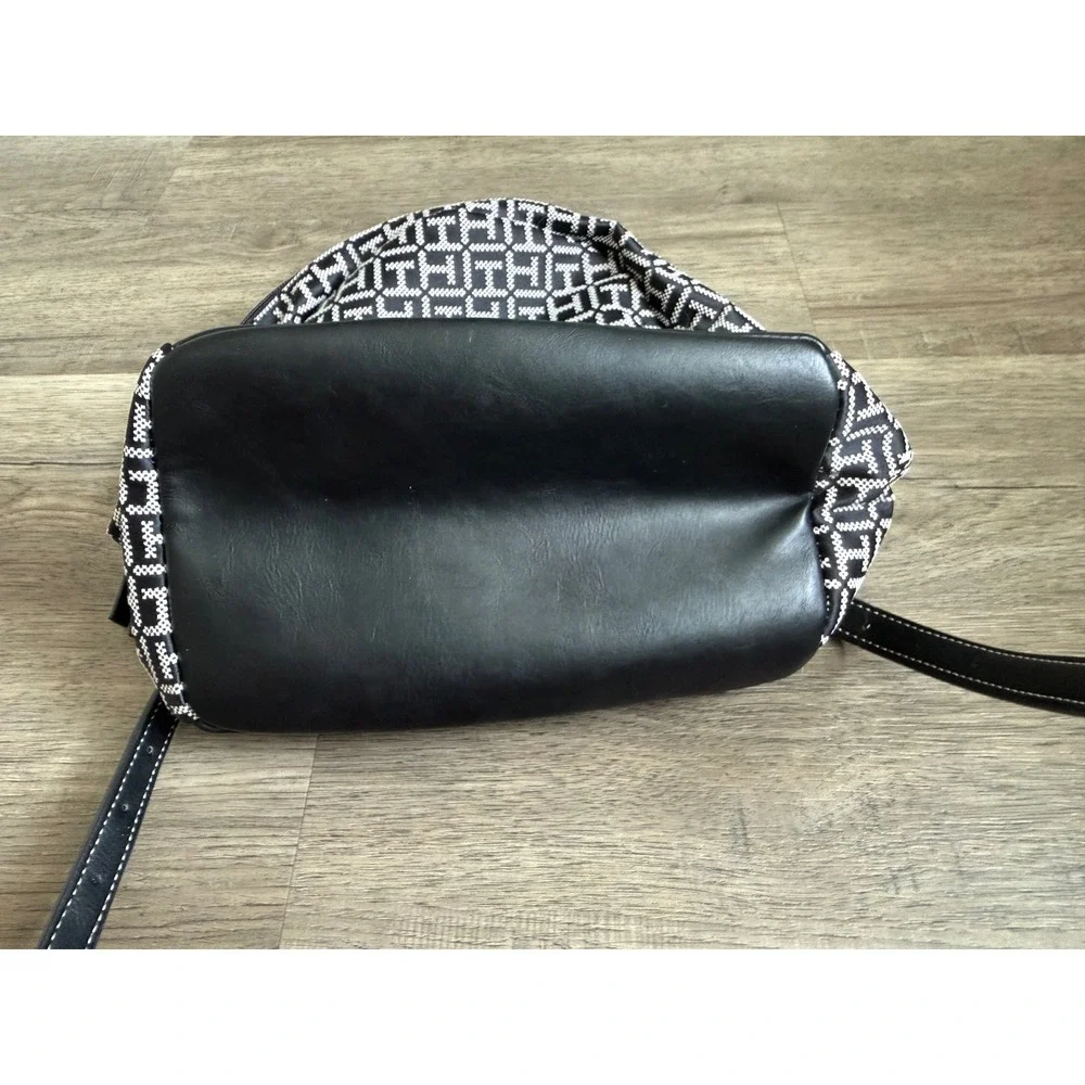 Tommy Hilfiger TH Monogram Mini Backpack Black White Logo Bag Charm